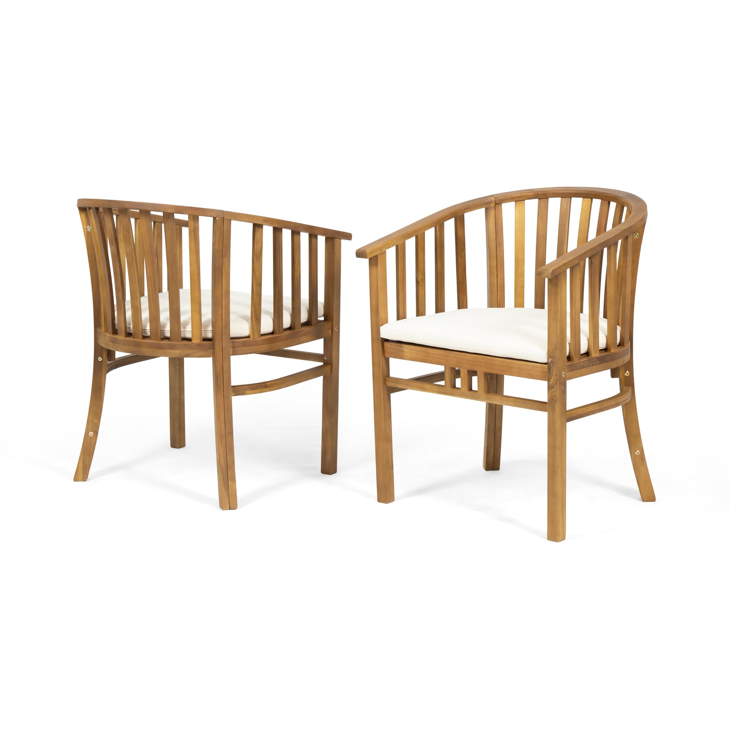 Teak Acacia Wood Outdoor Armchairs Set of 2