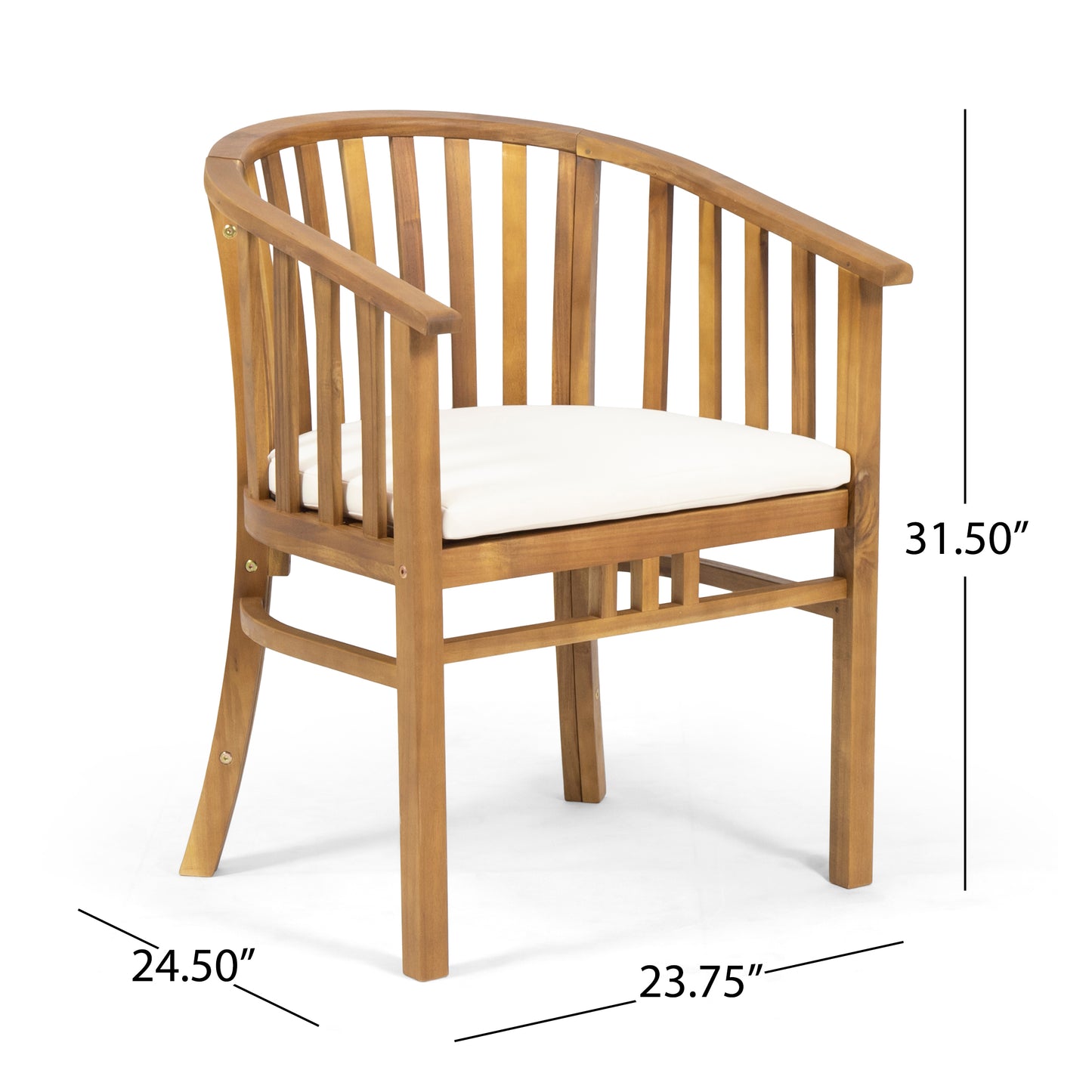 Teak Acacia Wood Outdoor Armchairs Set of 2