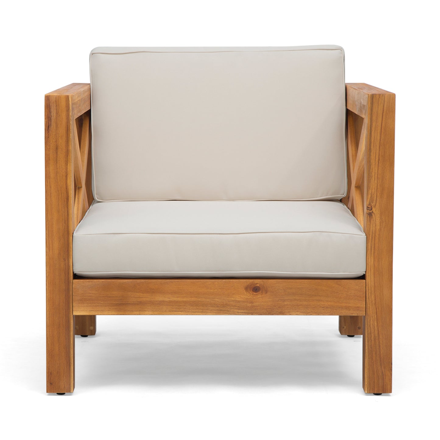 Teak Acacia Wood Patio Club Chair - Weather Resistant Outdoor Seating