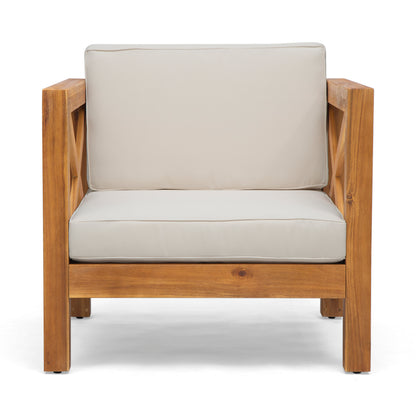 Teak Acacia Wood Patio Club Chair - Weather Resistant Outdoor Seating