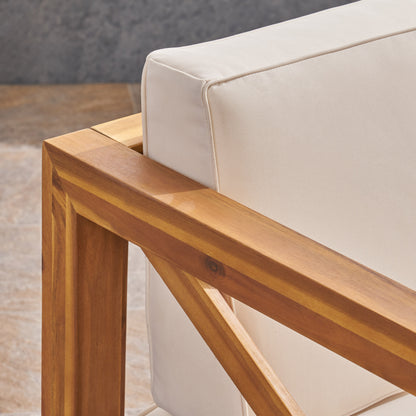 Teak Acacia Wood Patio Club Chair - Weather Resistant Outdoor Seating