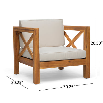 Teak Acacia Wood Patio Club Chair - Weather Resistant Outdoor Seating