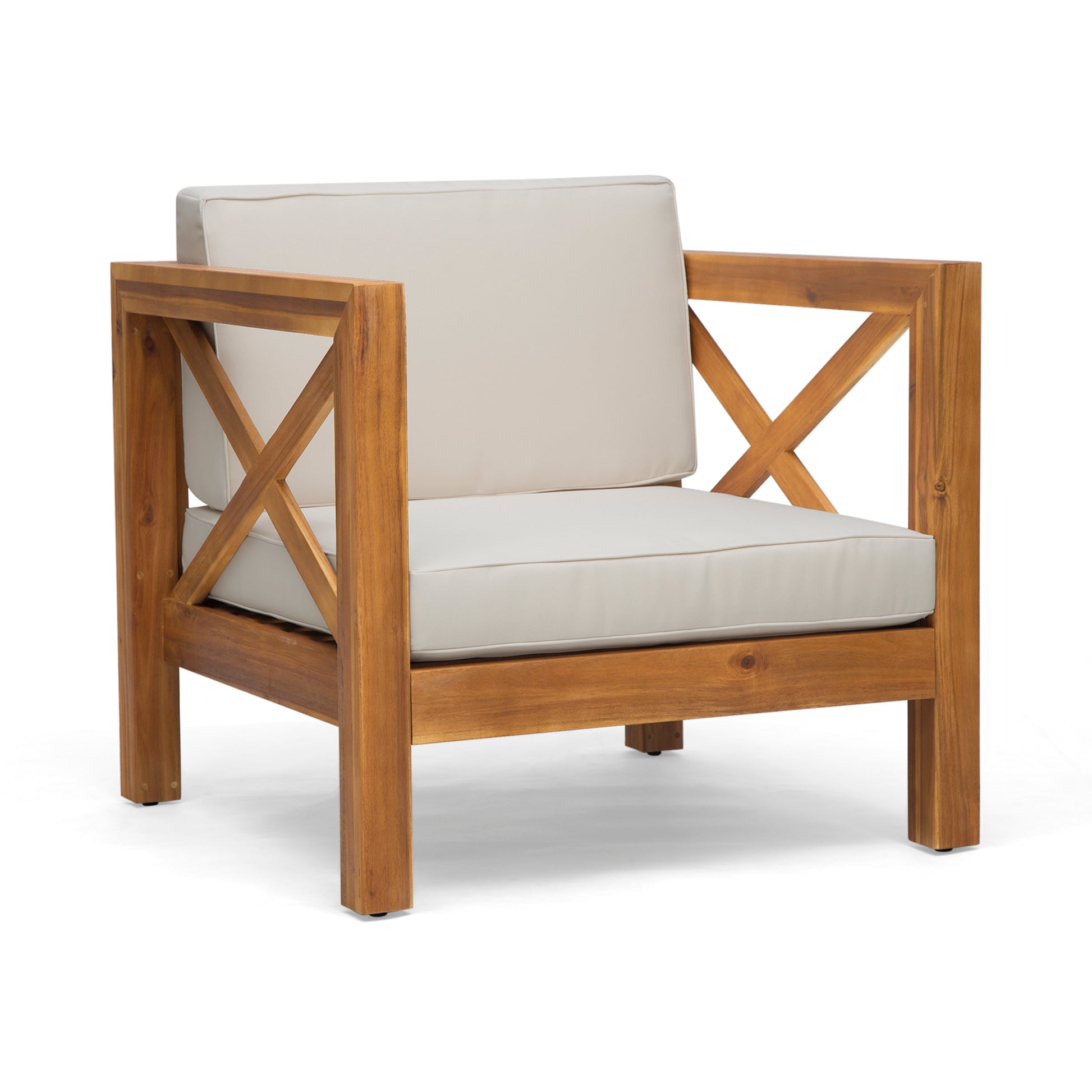 Teak Acacia Wood Patio Club Chair - Weather Resistant Outdoor Seating