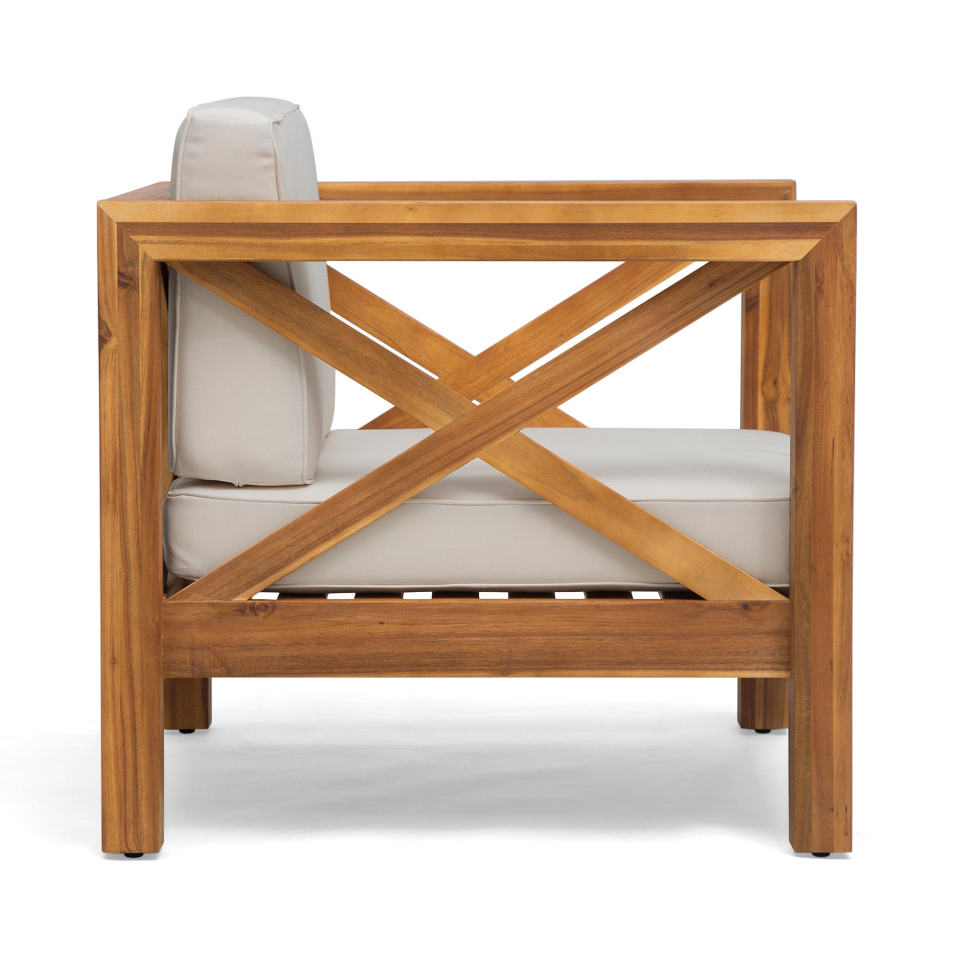 Teak Acacia Wood Patio Club Chair - Weather Resistant Outdoor Seating