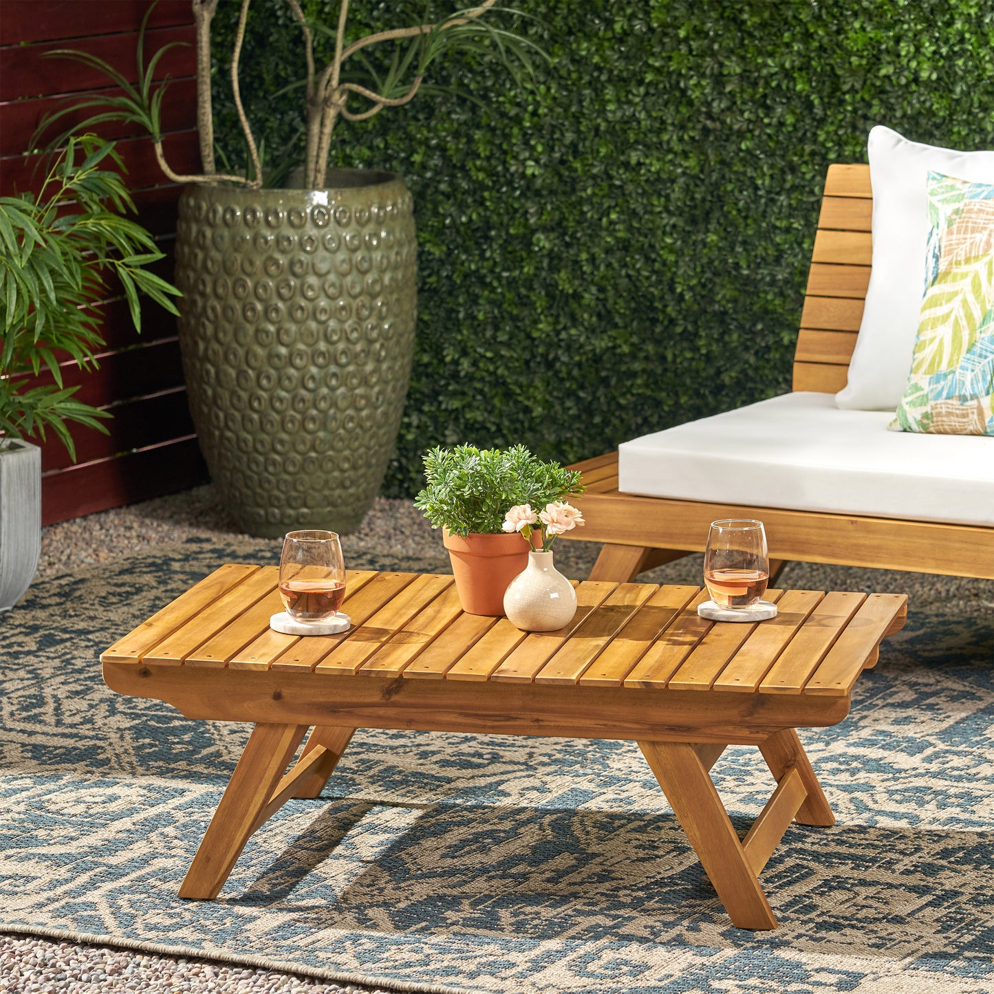 Teak Acacia Wood Coffee Table - Outdoor Patio Set