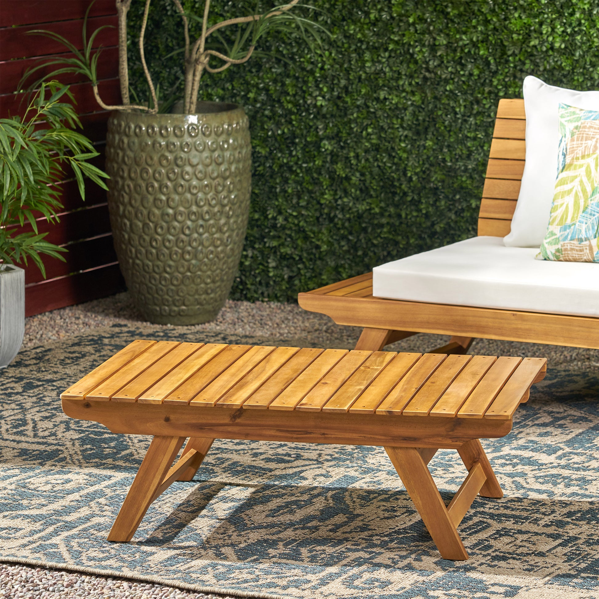 Teak Acacia Wood Coffee Table - Outdoor Patio Set