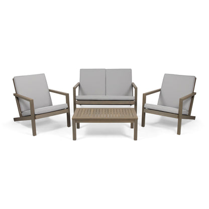 Beige Acacia Wood Patio Chat Set for Garden Living