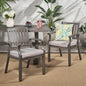 Outdoor Modern Aluminum Dining Chair with Cushion (Set of 2), Dark Gray and Silver