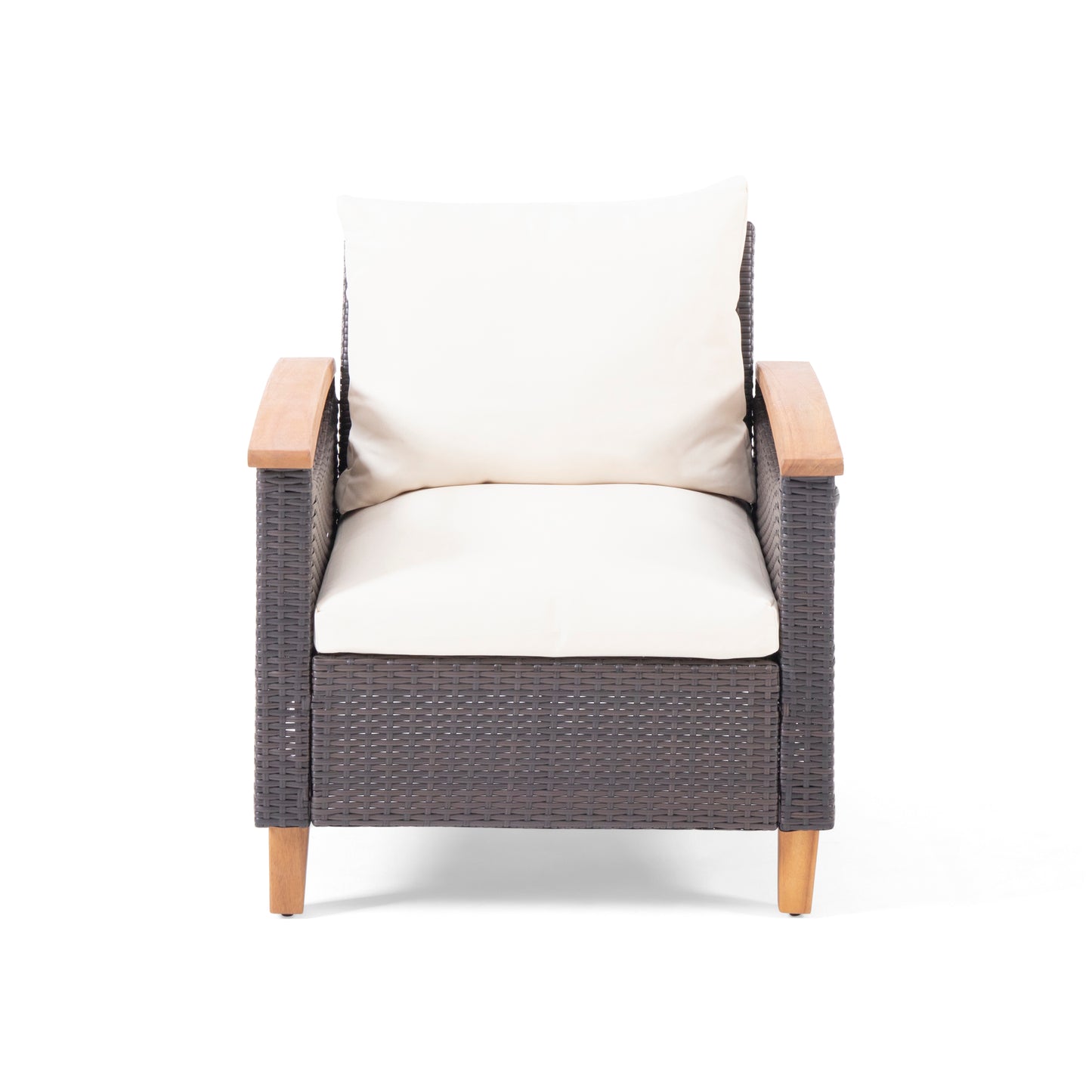 Teak Rattan Patio Chat Set - 3 Piece Outdoor Furniture