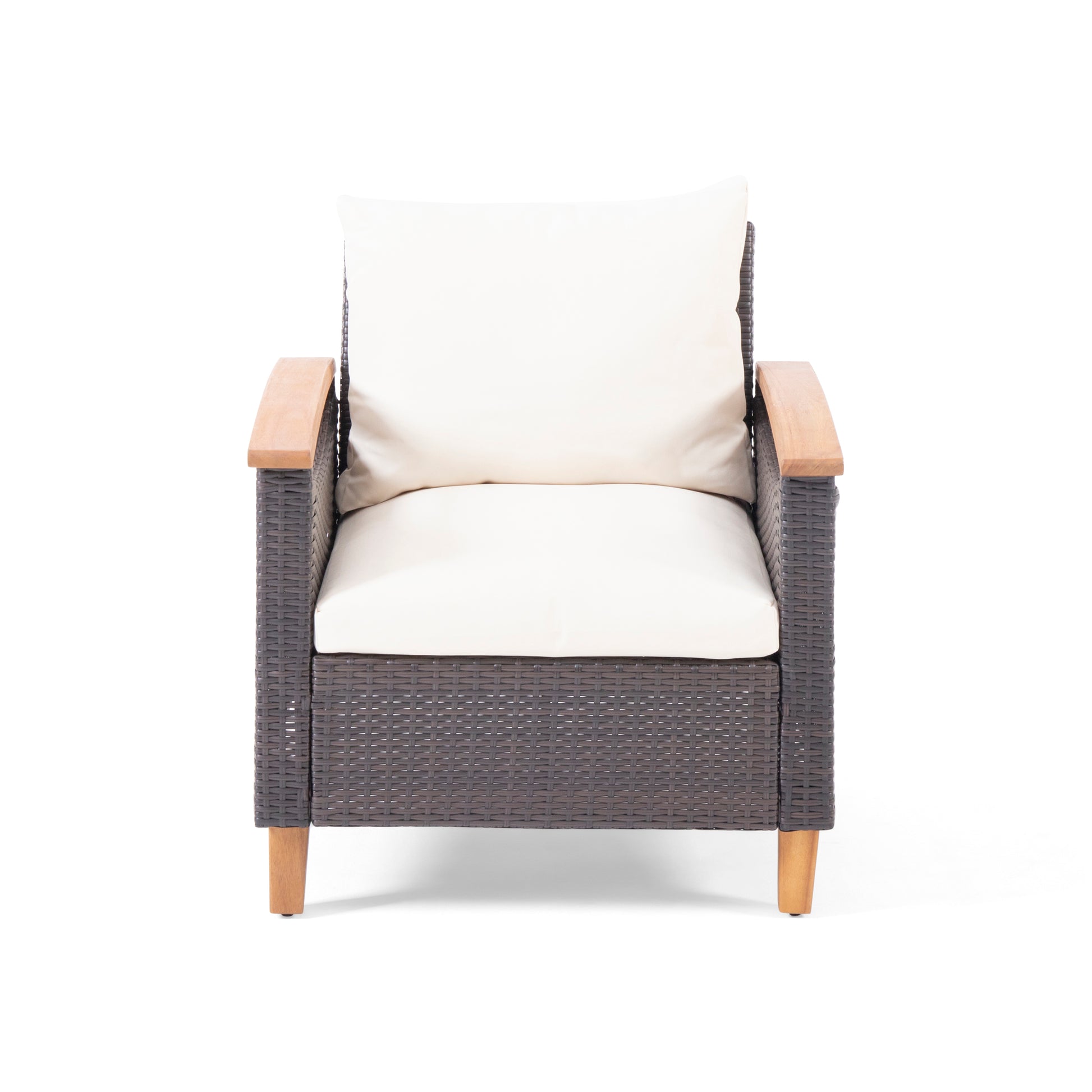 Teak Rattan Patio Chat Set - 3 Piece Outdoor Furniture