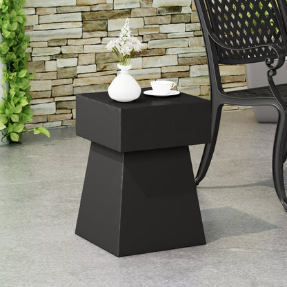 Black Magnesium Oxide Side Table for Garden Patio Use