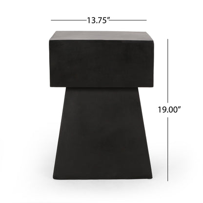 Black Magnesium Oxide Side Table for Garden Patio Use