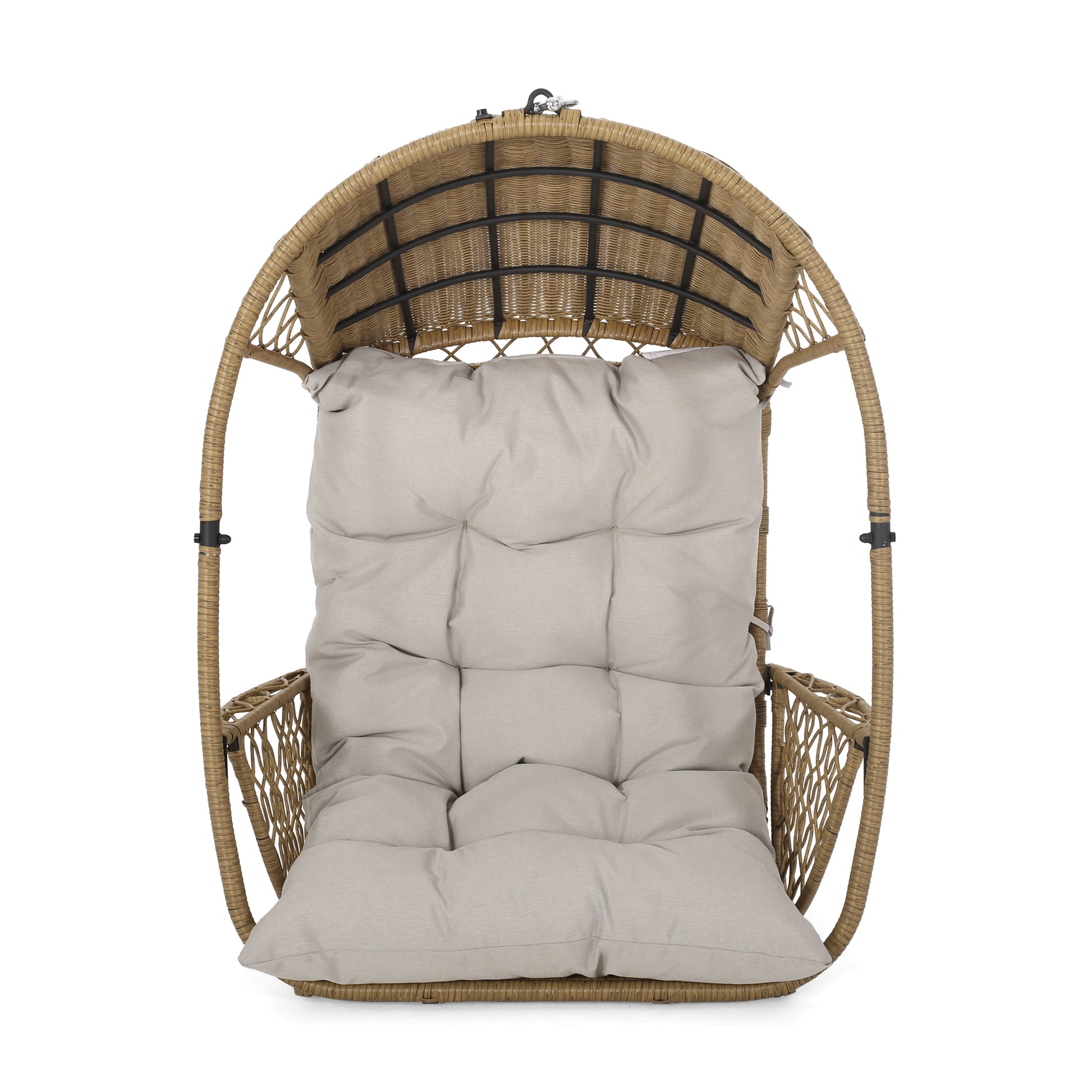 Brown+Beige Outdoor Basket Chair for Garden Patio Seating