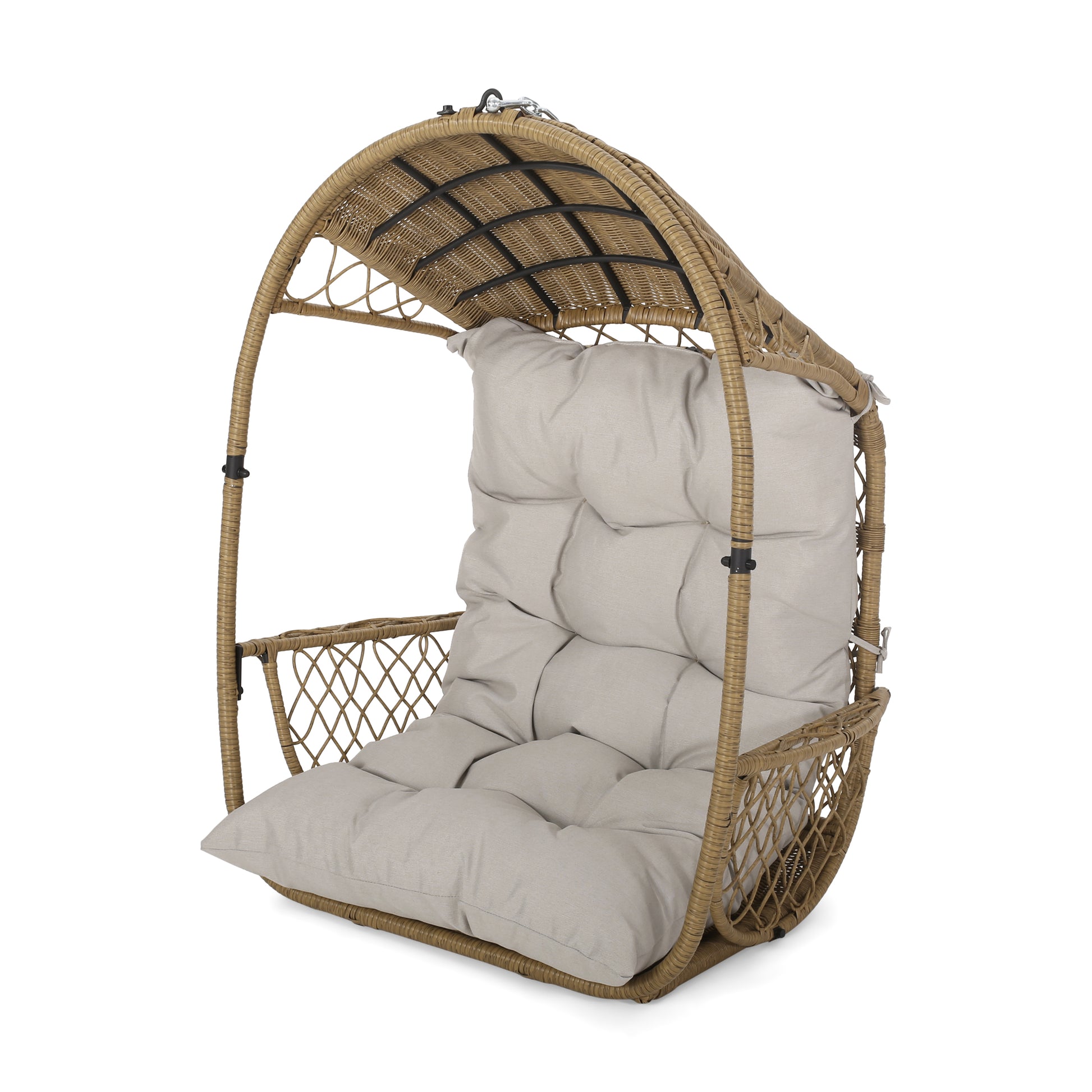 Brown+Beige Outdoor Basket Chair for Garden Patio Seating