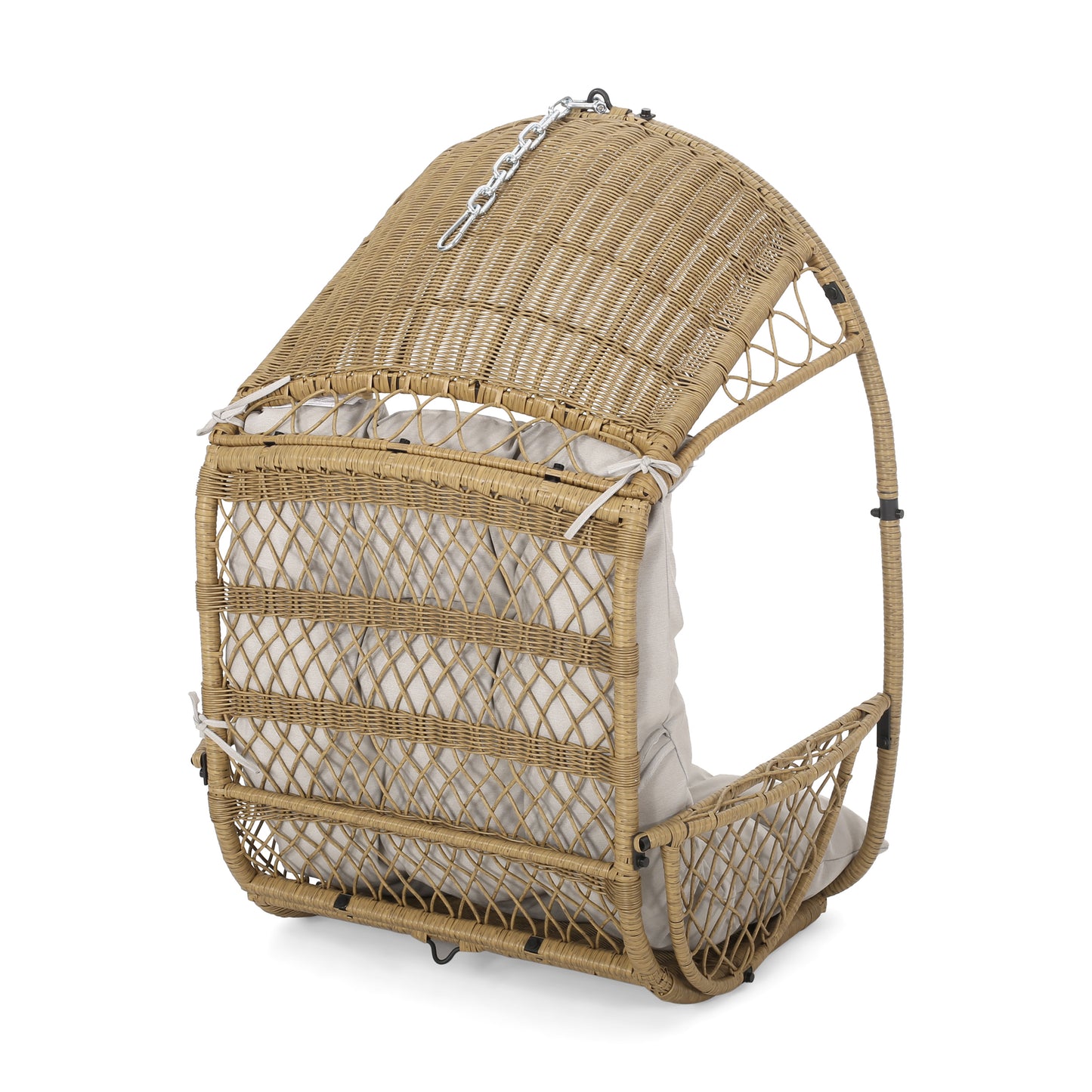 Brown+Beige Outdoor Basket Chair for Garden Patio Seating