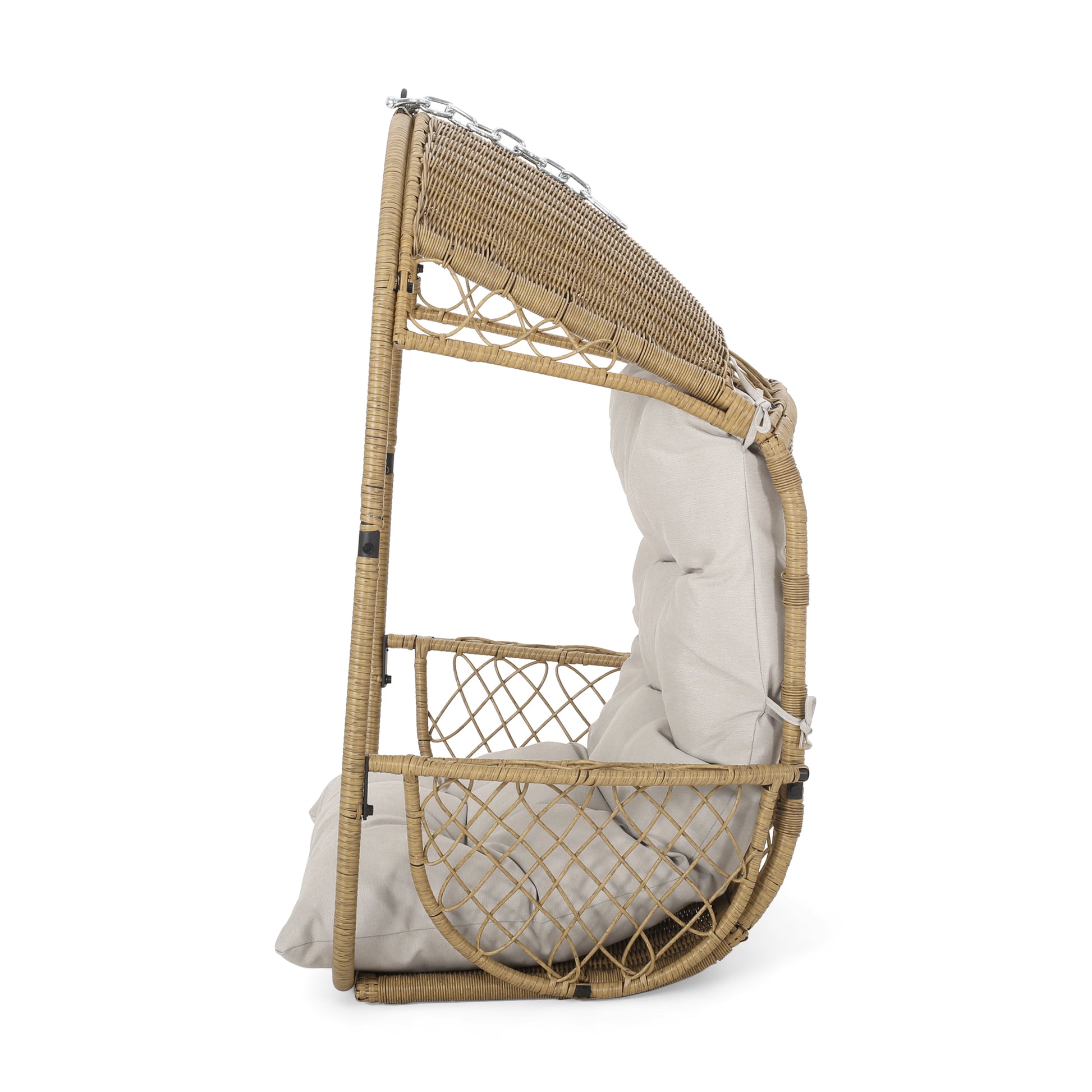 Brown+Beige Outdoor Basket Chair for Garden Patio Seating