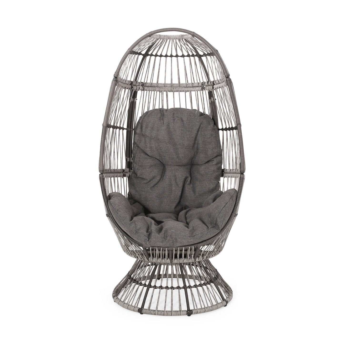 Grey Taupe Swivel Patio Egg Chair - Outdoor Lounge