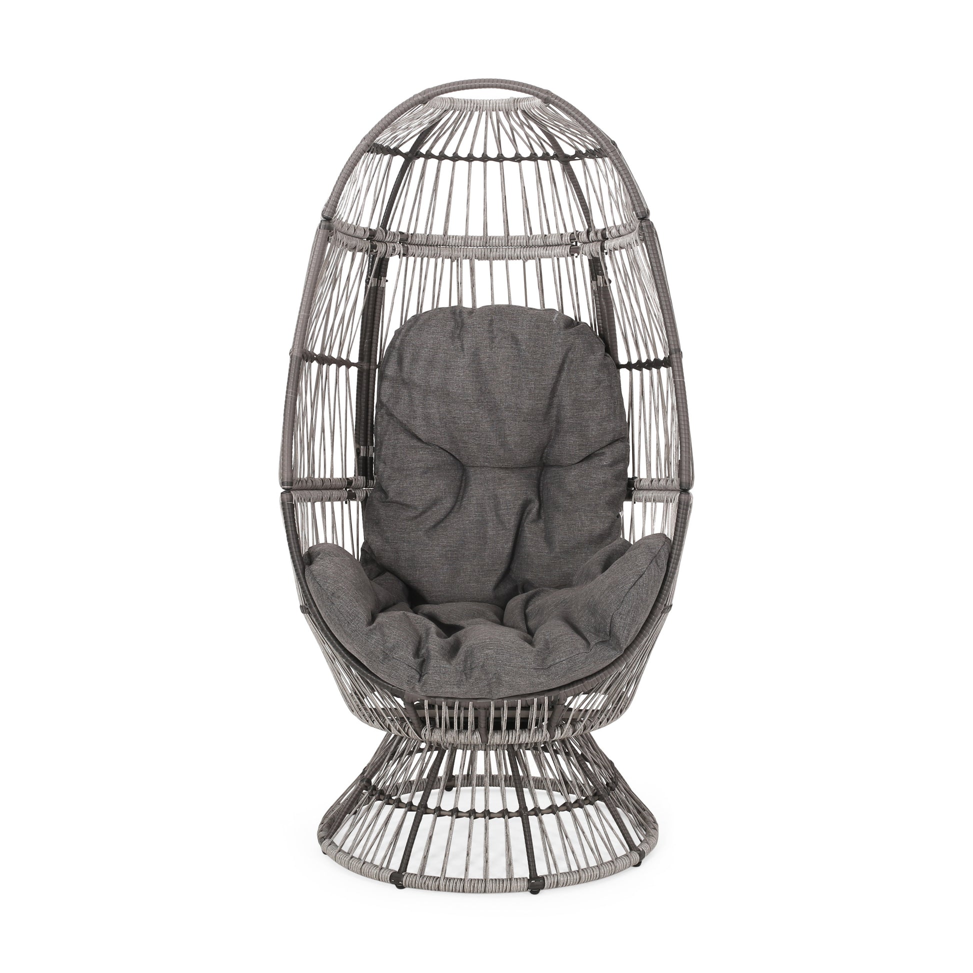 Grey Taupe Swivel Patio Egg Chair - Outdoor Lounge