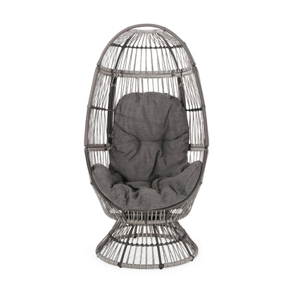 Grey Taupe Swivel Patio Egg Chair - Outdoor Lounge