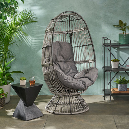 Grey Taupe Swivel Patio Egg Chair - Outdoor Lounge