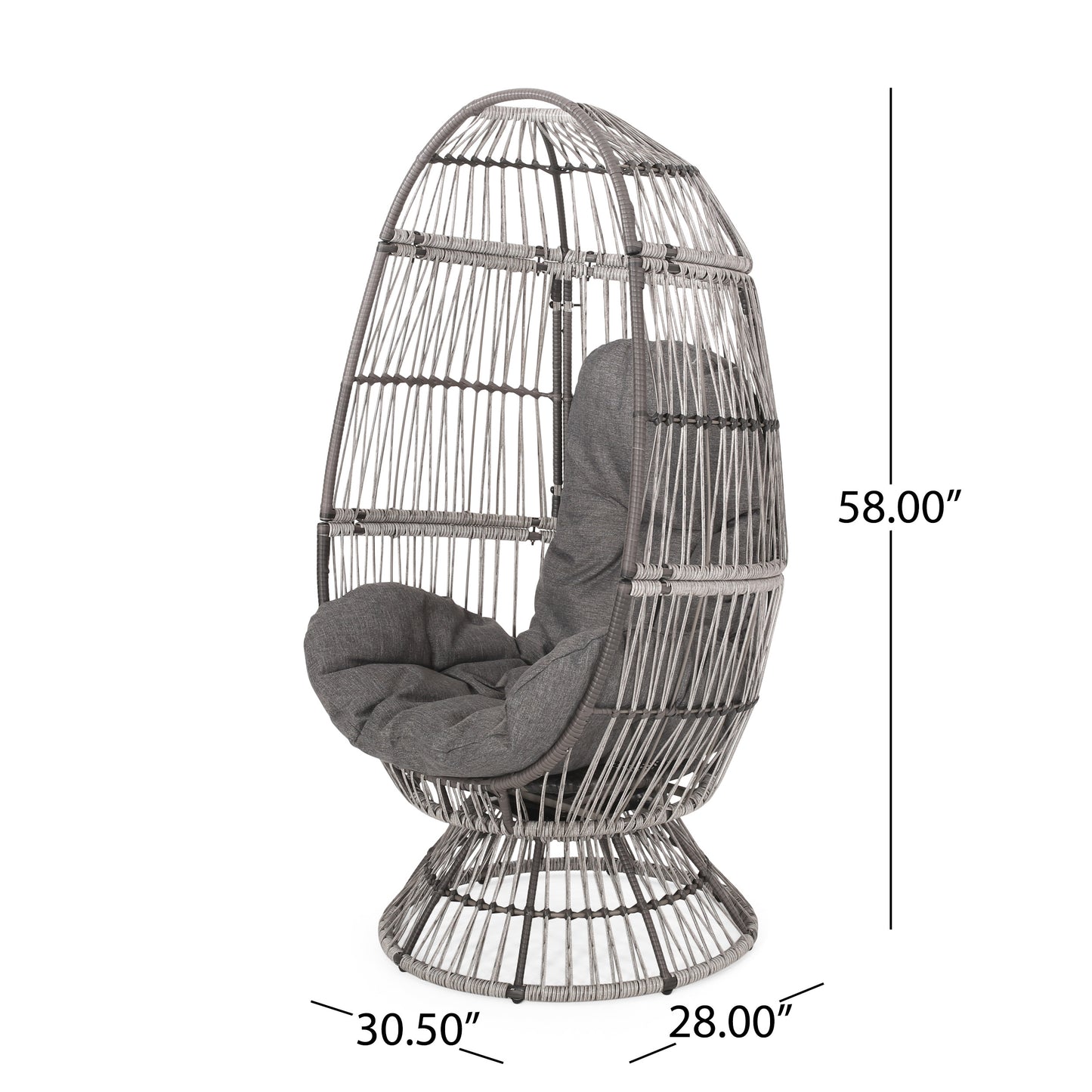 Grey Taupe Swivel Patio Egg Chair - Outdoor Lounge