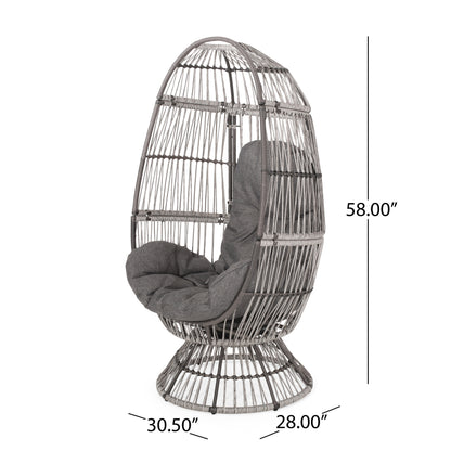 Grey Taupe Swivel Patio Egg Chair - Outdoor Lounge