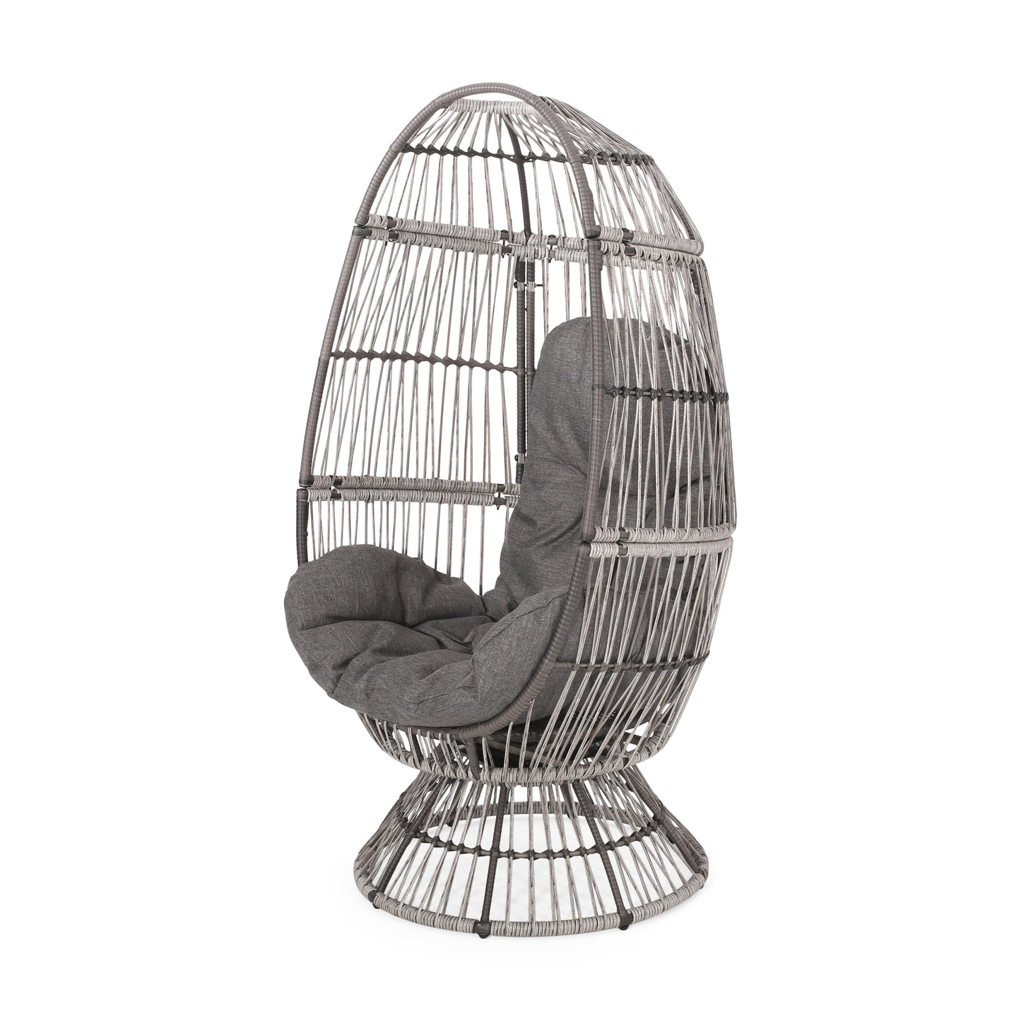 Grey Taupe Swivel Patio Egg Chair - Outdoor Lounge