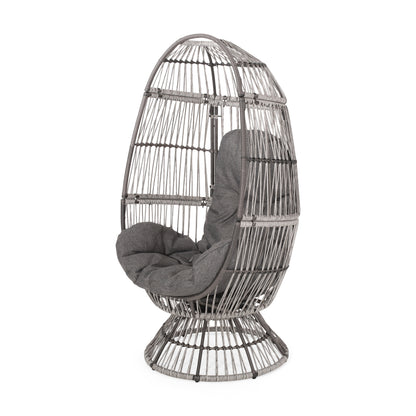 Grey Taupe Swivel Patio Egg Chair - Outdoor Lounge