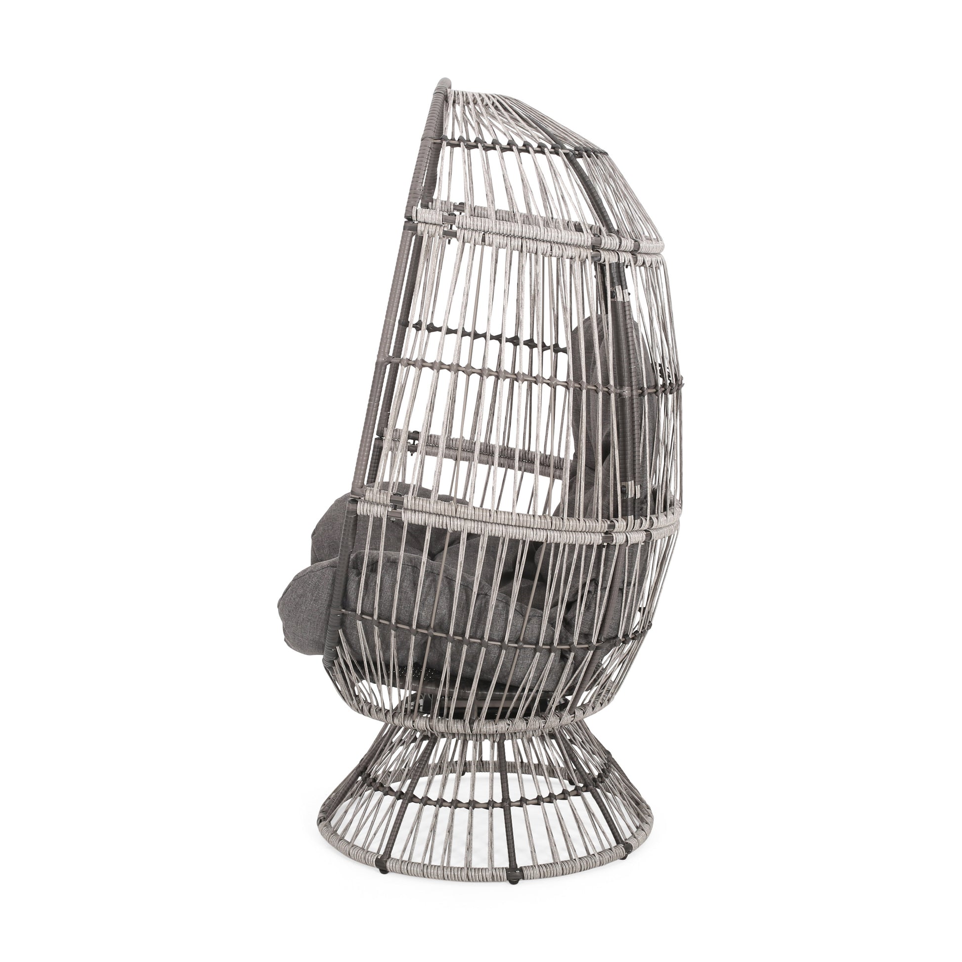 Grey Taupe Swivel Patio Egg Chair - Outdoor Lounge