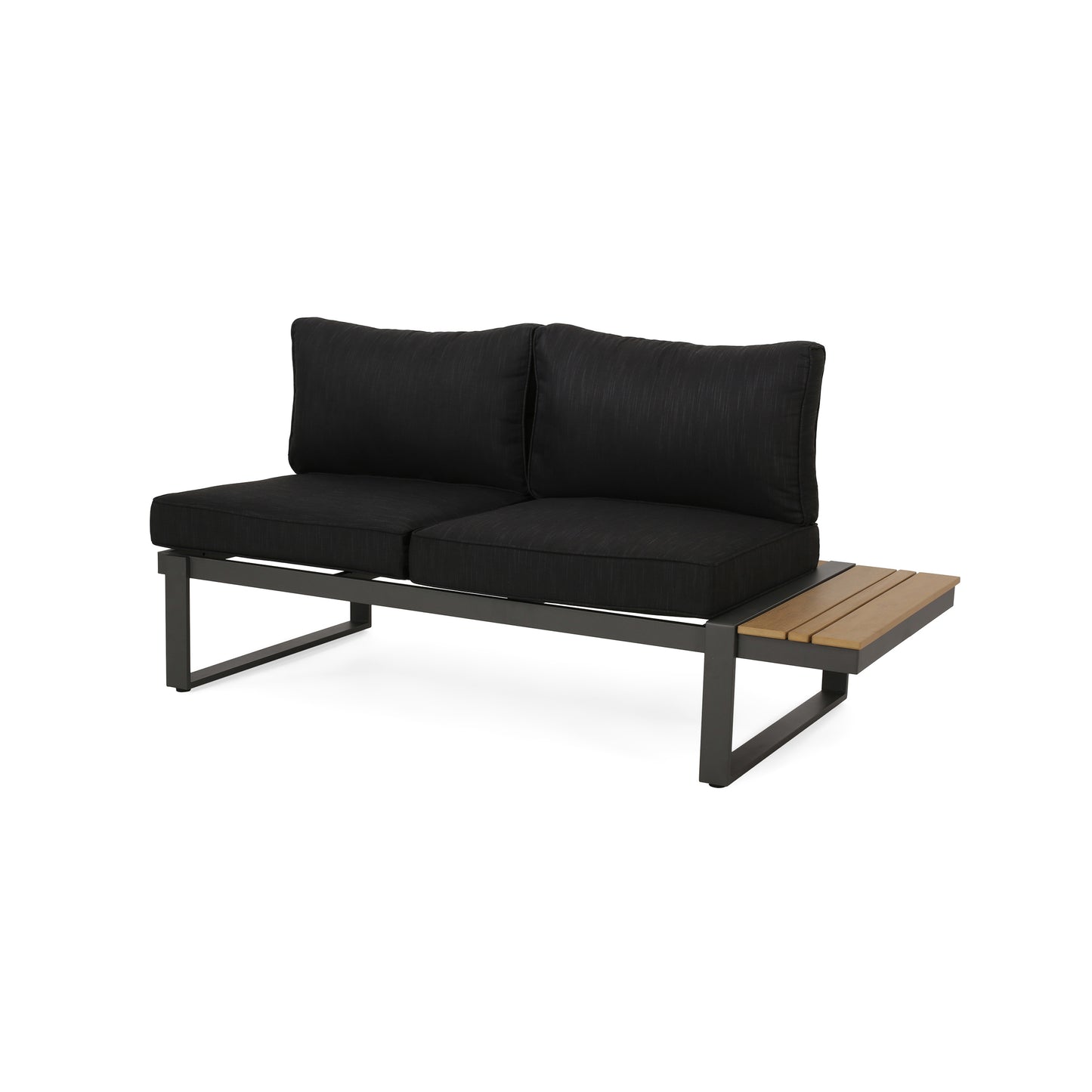Dark Grey Acacia Wood Patio Loveseat Set - 65" Outdoor Sofa