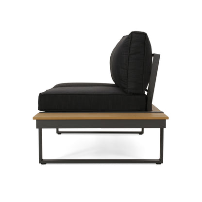 Dark Grey Acacia Wood Patio Loveseat Set - 65" Outdoor Sofa