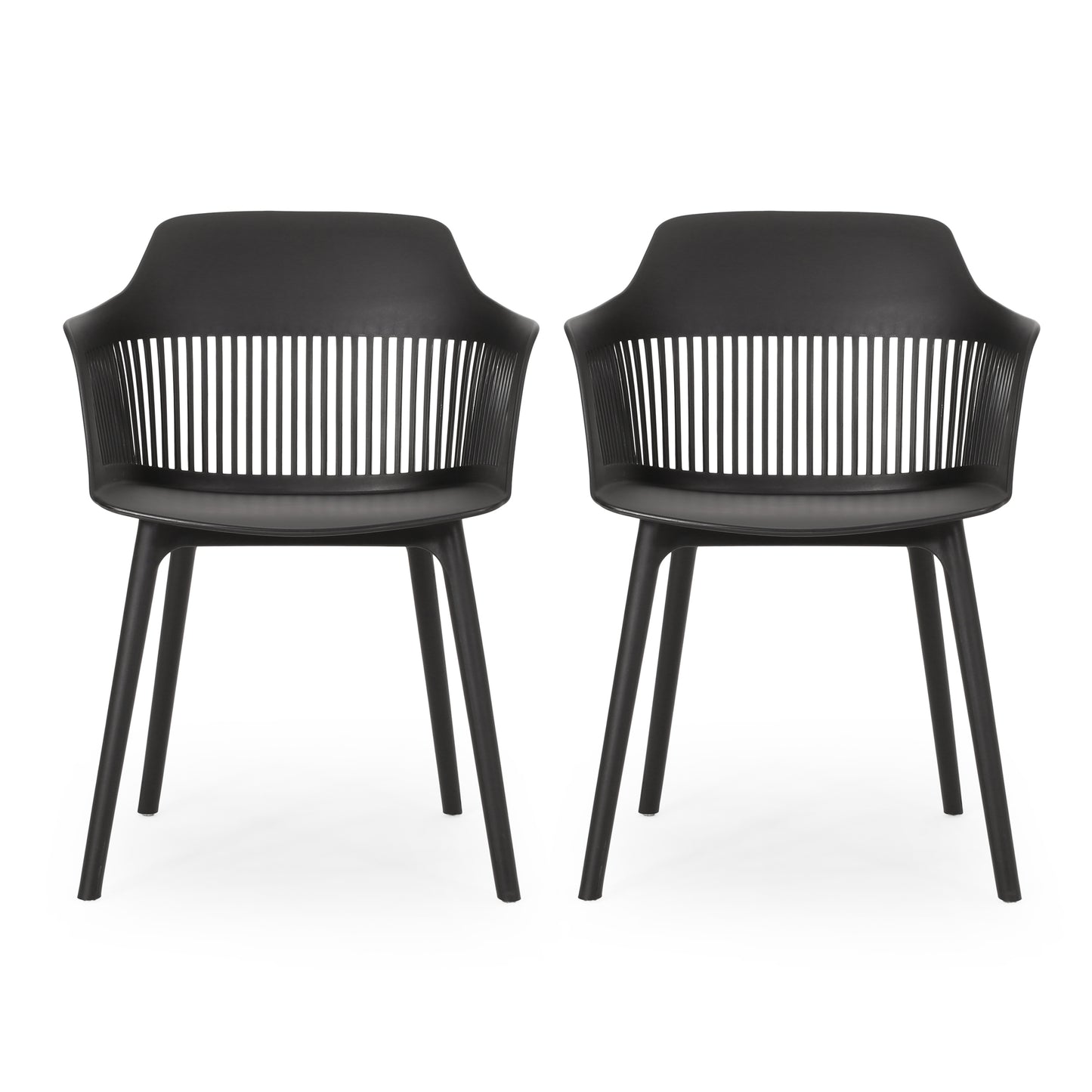 Black Polypropylene Patio Chair Set for Garden or Poolside