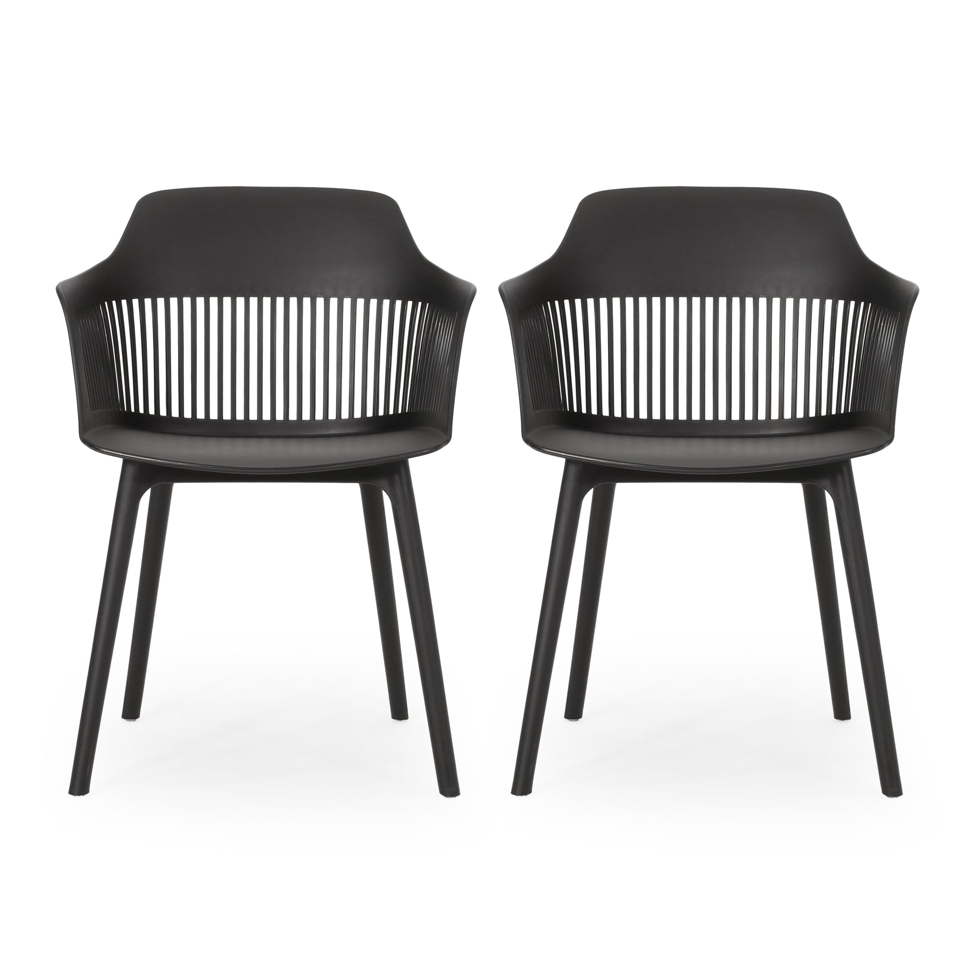 Black Polypropylene Patio Chair Set for Garden or Poolside