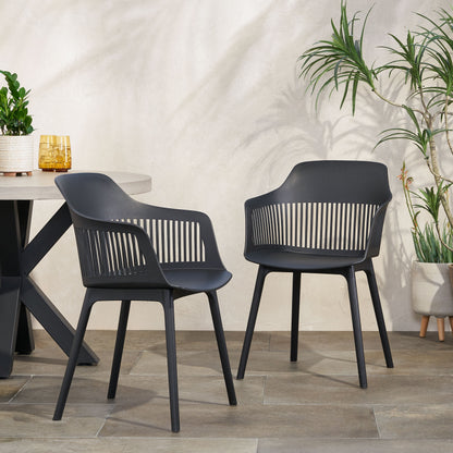 Black Polypropylene Patio Chair Set for Garden or Poolside