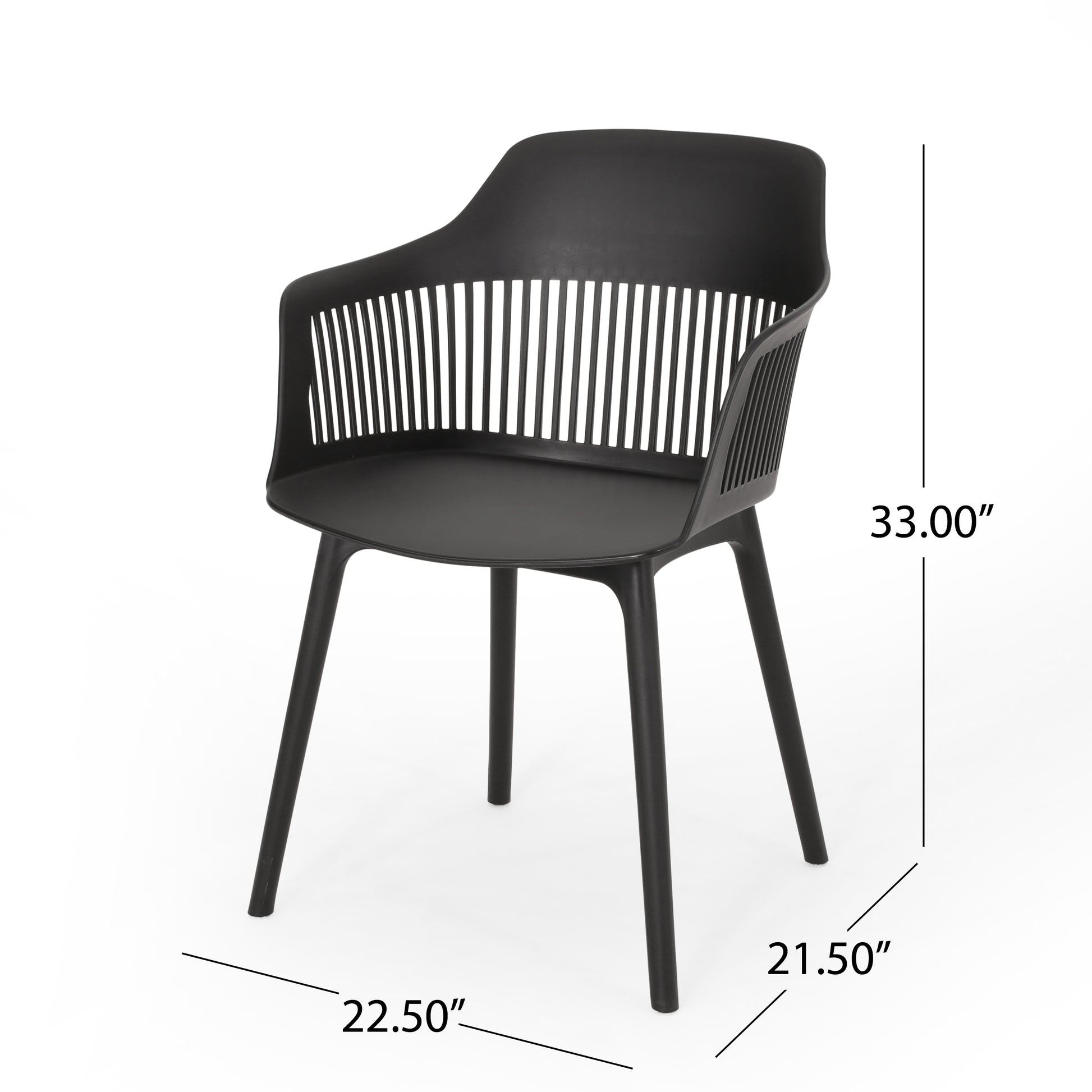 Black Polypropylene Patio Chair Set for Garden or Poolside
