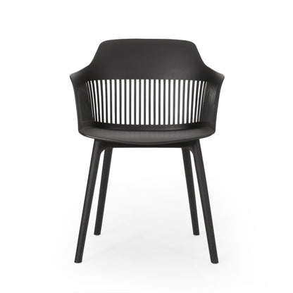 Black Polypropylene Patio Chair Set for Garden or Poolside
