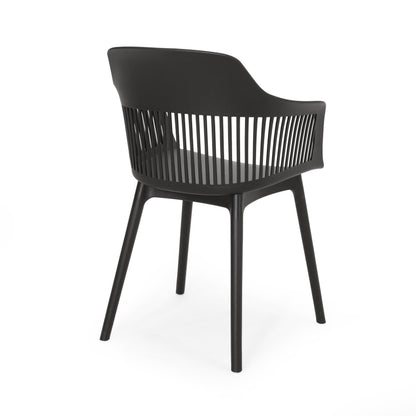 Black Polypropylene Patio Chair Set for Garden or Poolside