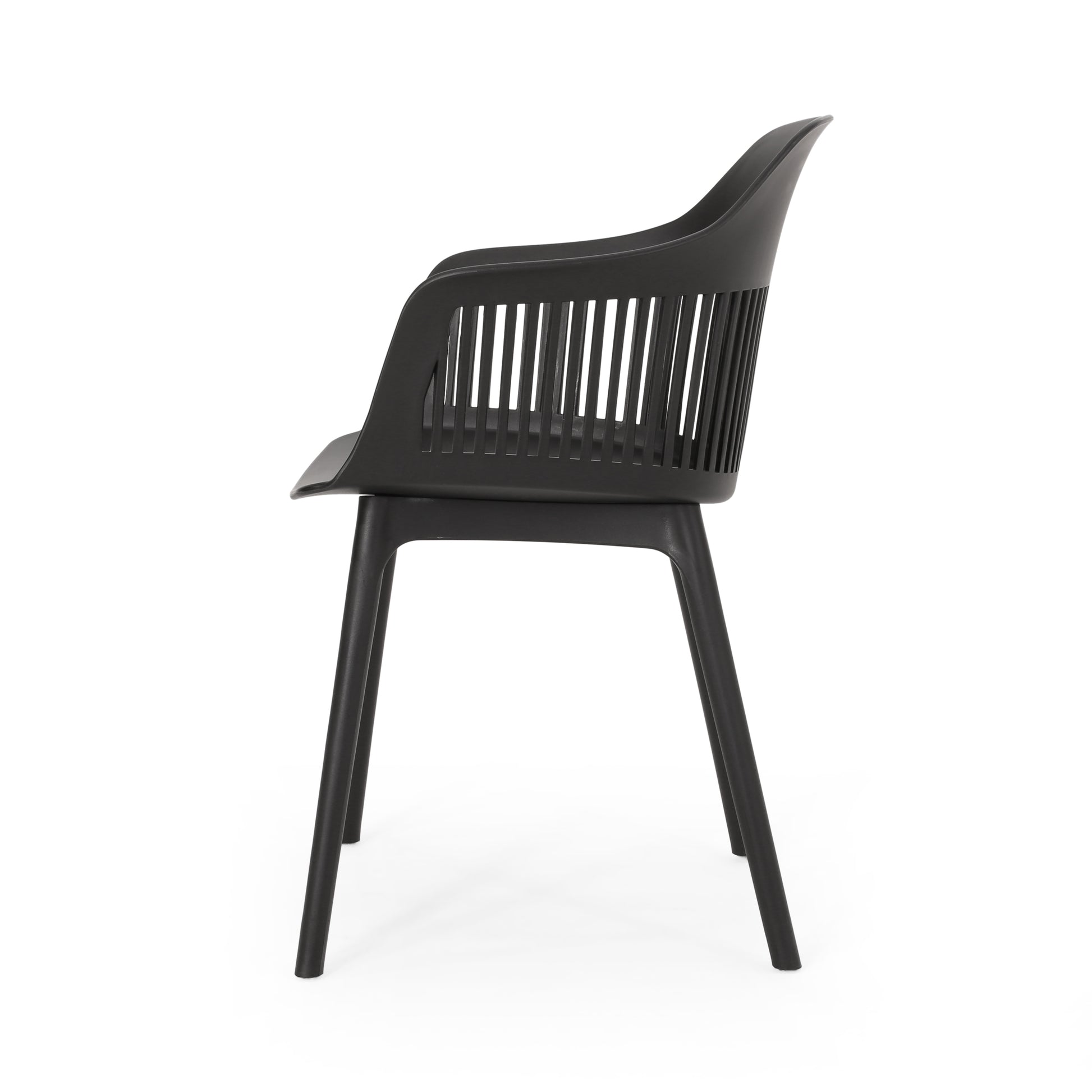 Black Polypropylene Patio Chair Set for Garden or Poolside