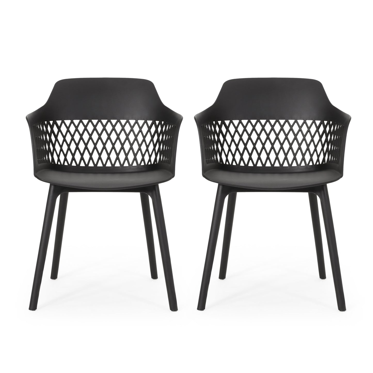 Black Polypropylene Patio Chair Set - 3 Piece Outdoor Furniture