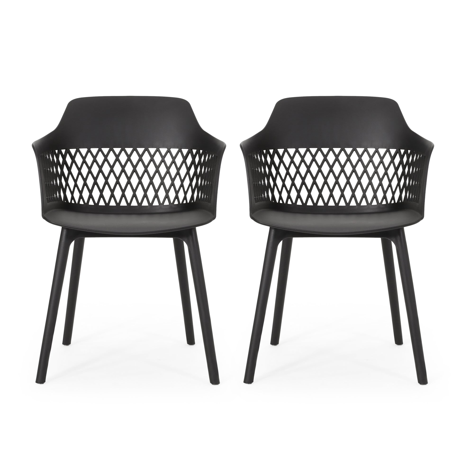 Black Polypropylene Patio Chair Set - 3 Piece Outdoor Furniture
