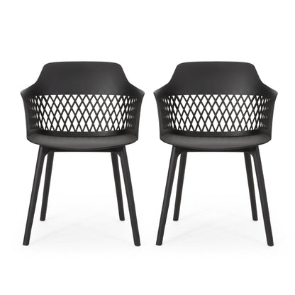 Black Polypropylene Patio Chair Set - 3 Piece Outdoor Furniture