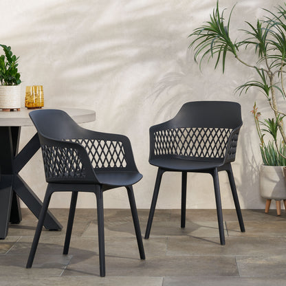 Black Polypropylene Patio Chair Set - 3 Piece Outdoor Furniture