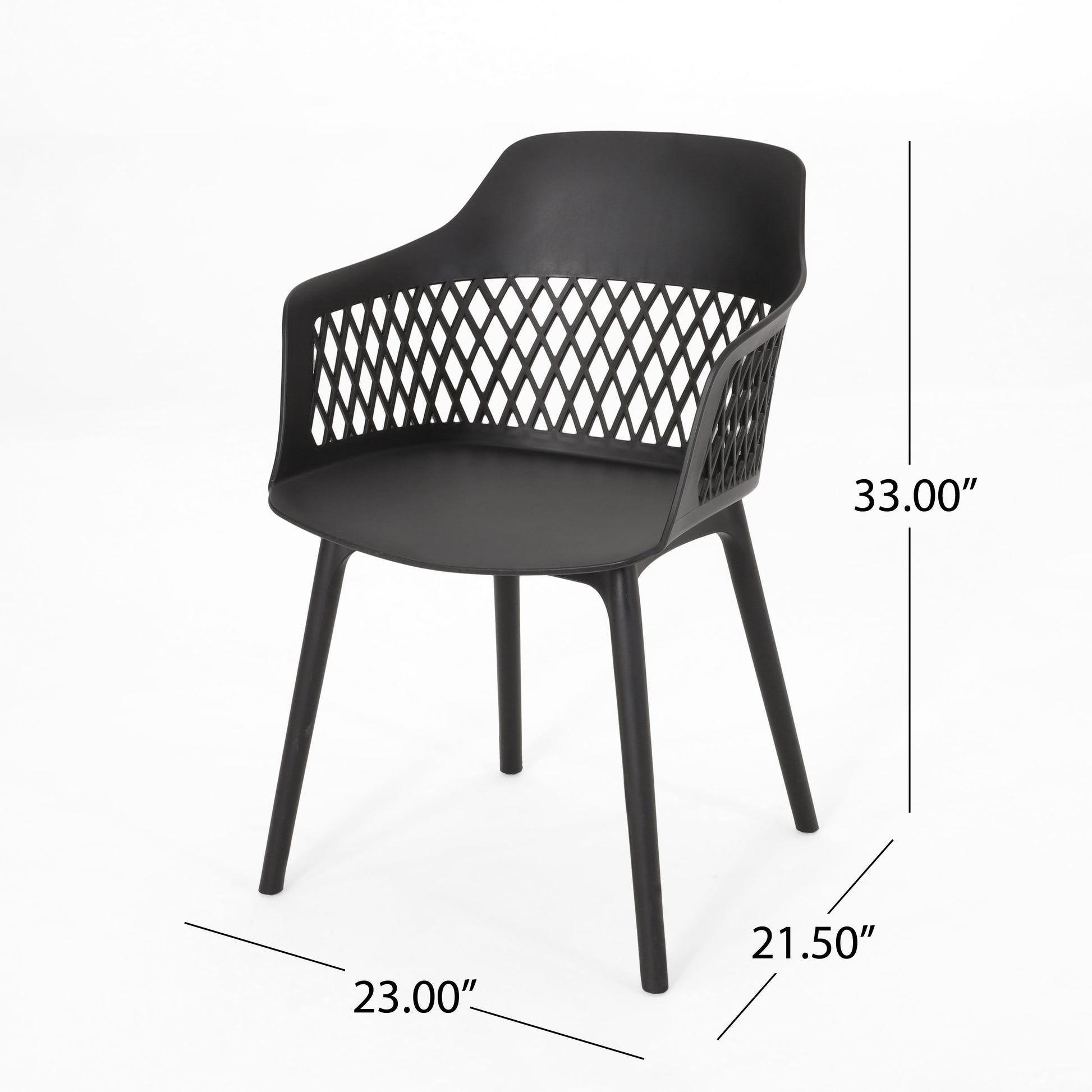 Black Polypropylene Patio Chair Set - 3 Piece Outdoor Furniture