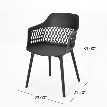 Black Polypropylene Patio Chair Set - 3 Piece Outdoor Furniture