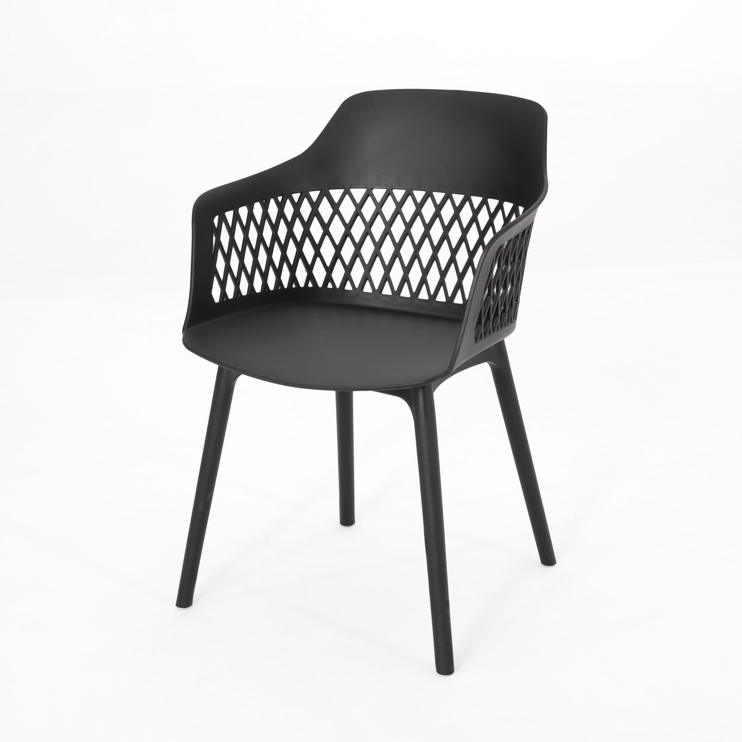 Black Polypropylene Patio Chair Set - 3 Piece Outdoor Furniture