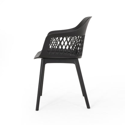 Black Polypropylene Patio Chair Set - 3 Piece Outdoor Furniture