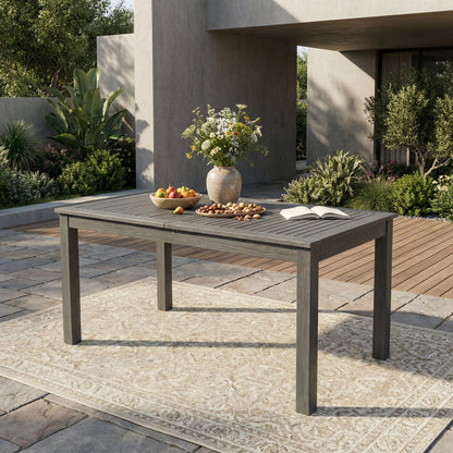 Dark Grey Acacia Wood Expandable Outdoor Dining Table - 63"