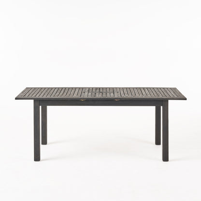 Dark Grey Acacia Wood Expandable Outdoor Dining Table - 63"