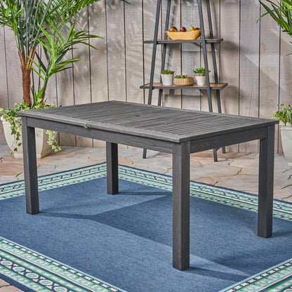 Dark Grey Acacia Wood Expandable Outdoor Dining Table - 63"