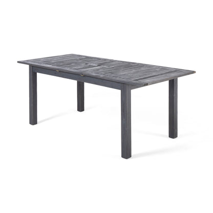 Dark Grey Acacia Wood Expandable Outdoor Dining Table - 63"